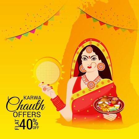Happy Karwa Chauth.のイラスト素材