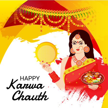 Happy Karwa Chauth.のイラスト素材