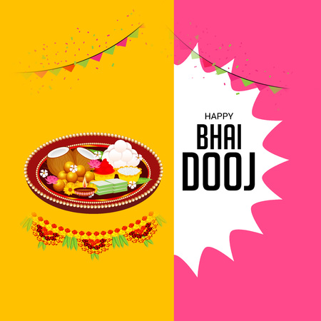 Vector illustration of a Background for indian festival of Happy Bhai Dooj Celebration.のイラスト素材