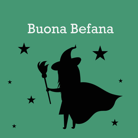 Epiphany (Epiphany is a Christian festival) with Italian Lettering Quote Buona Befana.のイラスト素材