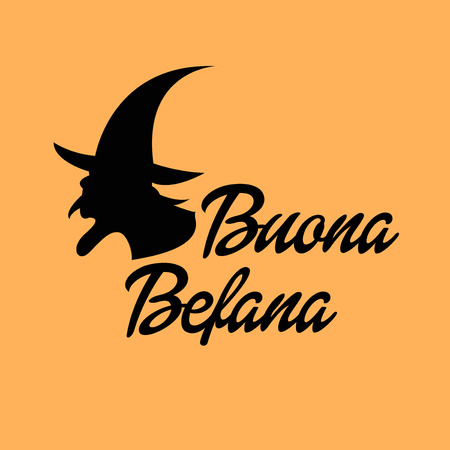 Happy Epiphany (Epiphany is a Christian festival) with Italian Lettering Quote Buona Befana.のイラスト素材