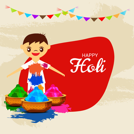 Vector illustration of a Colorful Promotional Background for Festival of Colors Holi Celebration.のイラスト素材