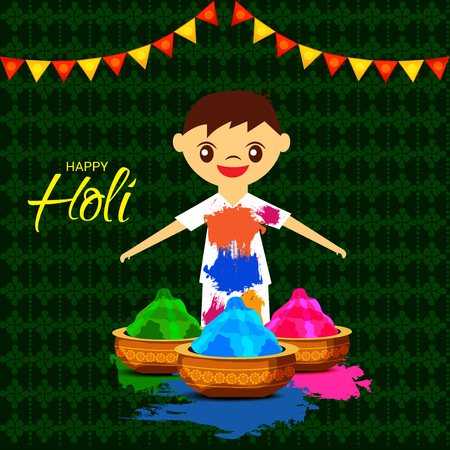 Vector illustration of a Colorful Promotional Background for Festival of Colors Holi Celebration.のイラスト素材