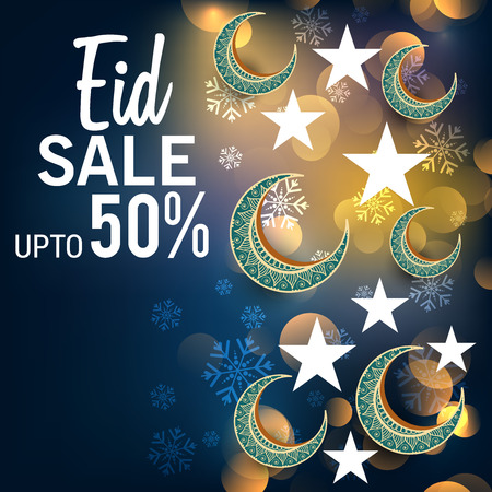 Eid sales up to 50% in blue bokehのイラスト素材