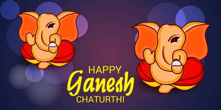 Vector illustration of a Creative Card, Poster or Banner for Festival of Ganesh Chaturthi Celebration.のイラスト素材