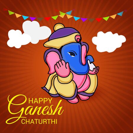 Vector illustration of a Creative Card, Poster or Banner for Festival of Ganesh Chaturthi Celebration.のイラスト素材