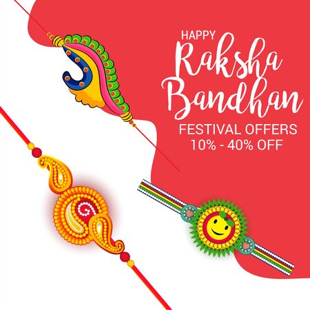 Vector illustration of a Background for Happy Raksha Bandhan Indian festival of sisters and brothers.のイラスト素材