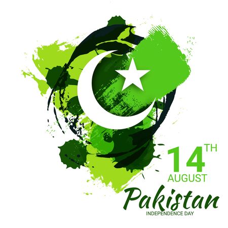 Vector illustration of a Background for Pakistan Independence Day.のイラスト素材