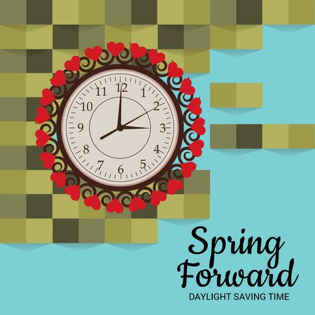 Daylight Saving with floral clockのイラスト素材