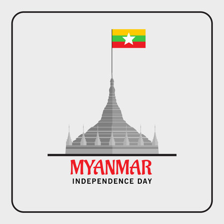 Vector illustration of a Background for Happy Myanmar Independence Day.のイラスト素材