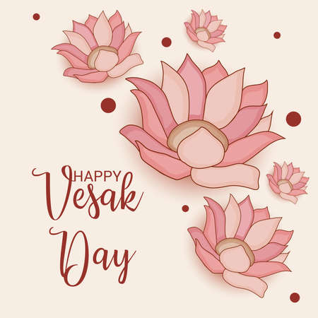 Vector illustration of  Vesak Day Creative Concept for Card or Banner. Vesak Day is a holy day for Buddhists. Happy Buddha Dayのイラスト素材