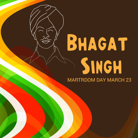 Vector illustration of a Background for  Indian Martyr's Day with freedom fighter Bhagat Singh.の写真素材
