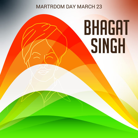 Vector illustration of a Background for  Indian Martyr's Day with freedom fighter Bhagat Singh.の写真素材