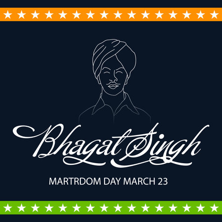 Vector illustration of a Background for  Indian Martyr's Day with freedom fighter Bhagat Singh.の写真素材