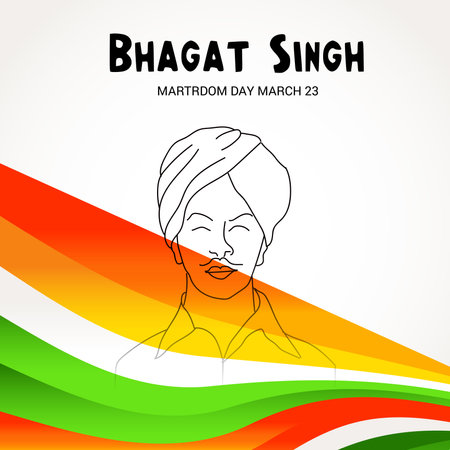 Vector illustration of a Background for  Indian Martyr's Day with freedom fighter Bhagat Singh.の写真素材