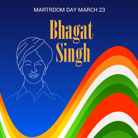 Vector illustration of a Background for  Indian Martyr's Day with freedom fighter Bhagat Singh.の写真素材