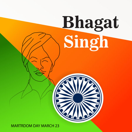 Vector illustration of a Background for  Indian Martyr's Day with freedom fighter Bhagat Singh.の写真素材