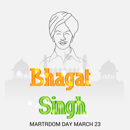 Vector illustration of a Background for  Indian Martyr's Day with freedom fighter Bhagat Singh.の写真素材