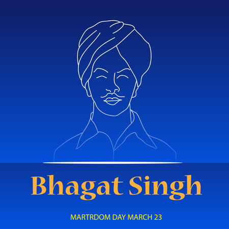 Vector illustration of a Background for  Indian Martyr's Day with freedom fighter Bhagat Singh.の写真素材