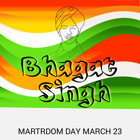 Vector illustration of a Background for  Indian Martyr's Day with freedom fighter Bhagat Singh.の写真素材