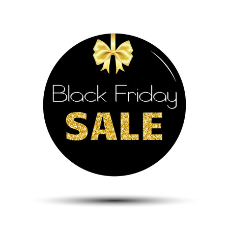 Black Friday Sale  Round Banner  with gold text and bowのイラスト素材
