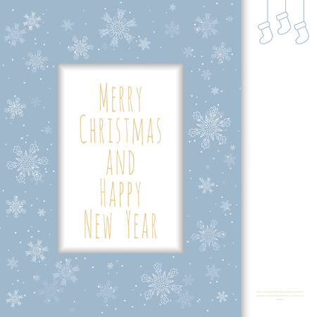 Christmas greeting card. Retro frame with snowflakes and  text box. Christmas background. Christmas decoration.のイラスト素材