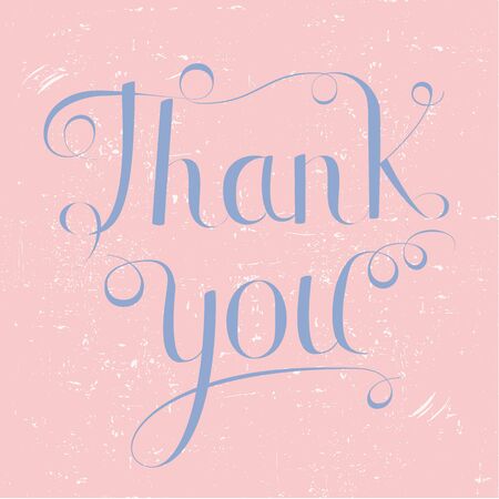THANK YOU  lettering,   calligraphy inscription  on rose quartz background. Vector illustrationのイラスト素材
