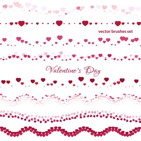 Valentines day vector brush set . Collection of brushes from hearts.のイラスト素材
