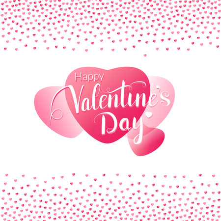 Valentines day greeting card with lettering and pink tiny heartsのイラスト素材