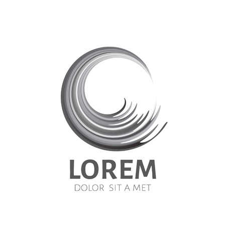 Silver swirl emblem business logo.  Curl brush stroke logo.のイラスト素材