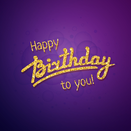 Happy Birthday greeting card template with hand lettering and gold textureのイラスト素材