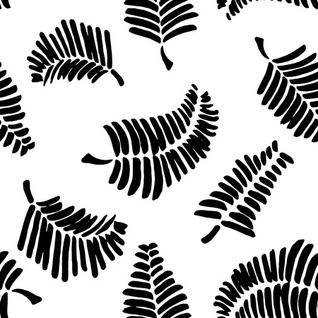 seamless pattern with  leaves. Monochromatic Seamless pattern with  feathers.のイラスト素材