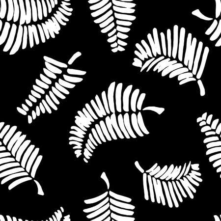 seamless pattern with  leaves. Monochromatic Seamless pattern with  feathers.のイラスト素材