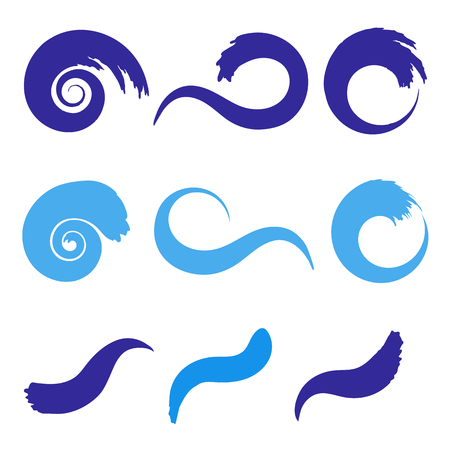 Sea waves set. Sea wave icons. Sea wave . Sea waves illustration. Curve sea wavesのイラスト素材