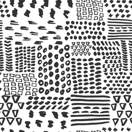 Hand drawn seamless pattern with geometric doodleの写真素材
