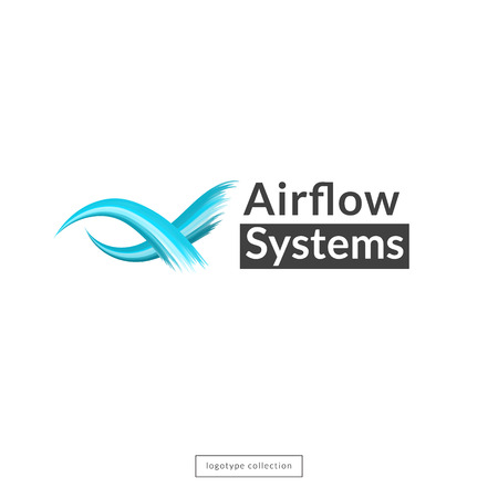 Airflow logo design template. Blue waves icon. Vector illustration.のイラスト素材