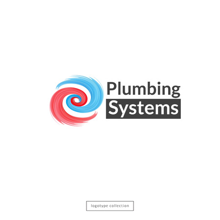 Plumbing company logo design template. Blue and red waves icon. Vector illustration.のイラスト素材