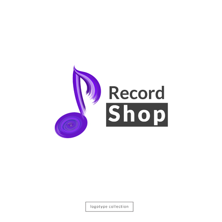 Musical shop logo design template. Blue and red waves icon. Vector illustration.のイラスト素材