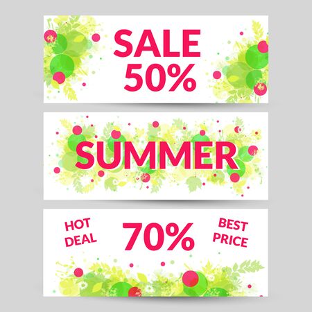 Floral summer sale web banners.のイラスト素材