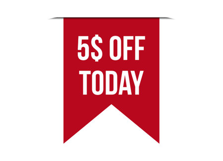 special offer 5$ off today red banner design vector illustrationのイラスト素材