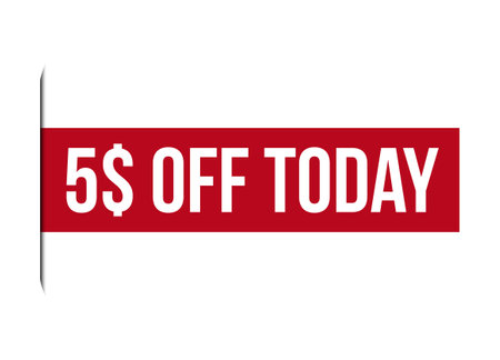 special offer 5$ off today red banner design vector illustrationのイラスト素材