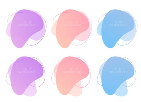 Liquid colorful gradient shapes set of different colors isolated on white backgroundのイラスト素材