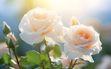 Beautiful white roses background. Bouquet of beautiful white roses.の素材