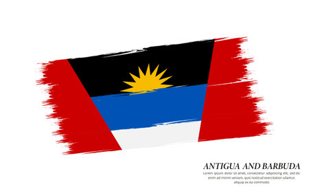 Antigua and Barbuda flag brush vector background. Grunge style country flag of antigua and barbuda brush stroke isolated on white backgroundのイラスト素材