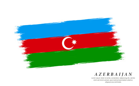 Azerbaijan flag brush vector background. Grunge style country flag of Azerbaijan brush stroke isolated on white backgroundのイラスト素材