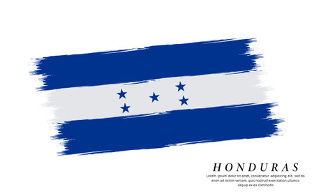 Honduras flag brush vector background. Grunge style country flag of Honduras brush stroke isolated on white backgroundのイラスト素材