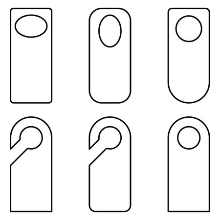 Outline Door Hangers Set. Vector Illustrationのイラスト素材