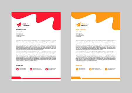 Business letterhead templates A4 size with various colors, Creative modern letterhead templates for your project.のイラスト素材