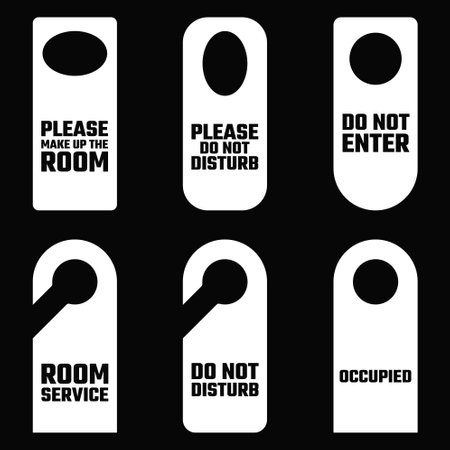Door Hangers Set with Simple Text. Signs for hotel. Vector Illustrationのイラスト素材