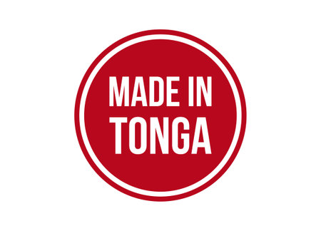 Made in Tonga red vector banner illustration isolated on white backgroundのイラスト素材